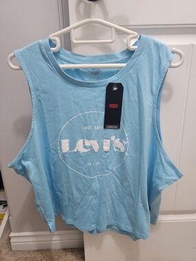 NWT Levi's Women's Light Blue Logo Tank Top XXL Cropped
